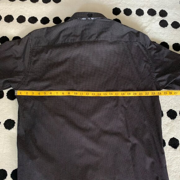 Au Noir Black White Contrasting Trim Flip Cuff Casual Button Down Shirt - Picture 13 of 15